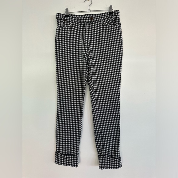 Anthropologie Black and White Checkered Cropped Pants - Picture 4 of 11